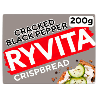 Ryvita Cracked Black Pepper Crispbread 200g, imported from the UK