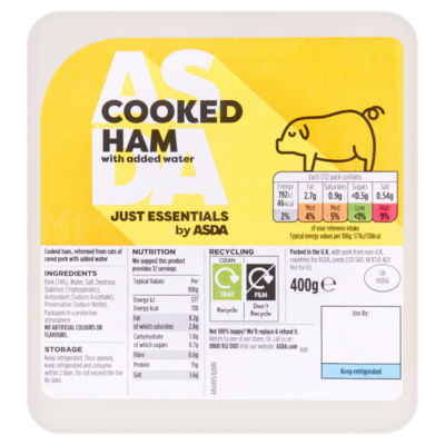 Just Essentials cooked ham with water 400g, UK version