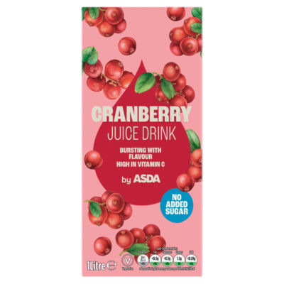 ASDA Cranberry Juice Drink No Added Sugar 1 Litre - British product
