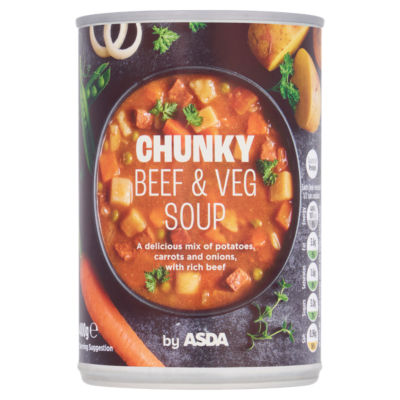 ASDA Chunky Beef and Vegetable Soup with Potatoes Carrots Peas 400g