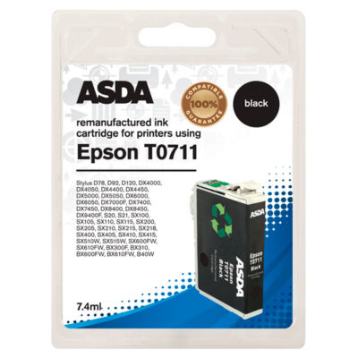 ASDA Epson T0711 Remanufactured Black Ink Cartridge