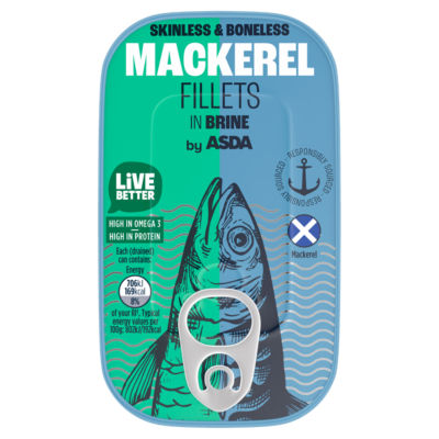 ASDA Mackerel Fillets in Brine 125g - British product