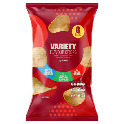 ASDA Variety Flavour Crisps Multipack 150g