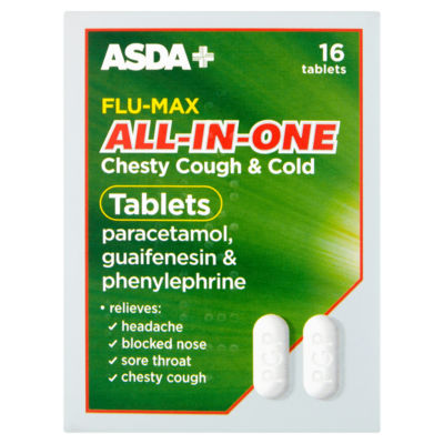 ASDA Flu-Max All-in-One Chesty Cough & Cold Relief Tablets 16 Tablets