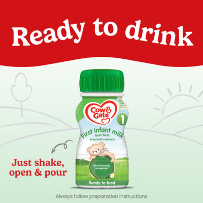 Cow & Gate First Baby Milk ready to feed liquid formula 1L - British product