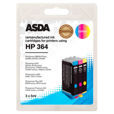 ASDA HP364 CMY ink cartridges - British product