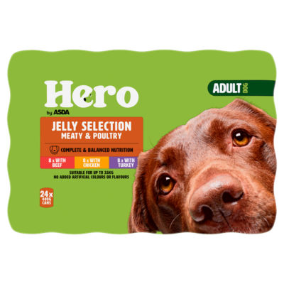 Hero by ASDA wet dog food jelly selection multipack 24x400g, UK version