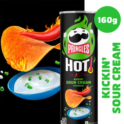 Pringles sharing crisps hot sour cream flavour 160g, imported from the UK