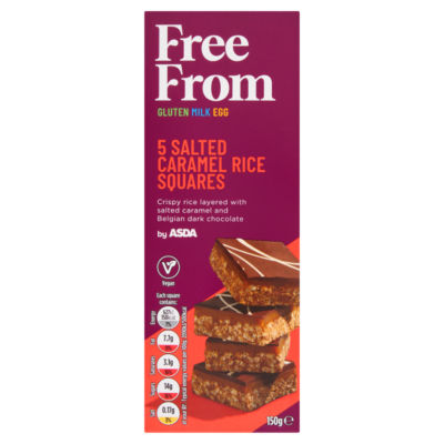ASDA salted caramel rice squares vegan snack bars 150g - British product