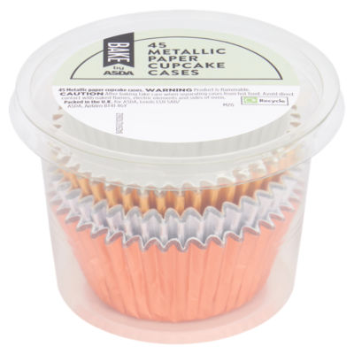 BAKE by ASDA Metallic Paper Cupcake Cases 45 Cases - British product