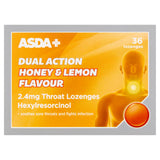 ASDA Dual Action Honey & Lemon Flavour Throat Lozenges 36 Lozenges - British product