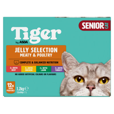 Tiger Meaty & Poultry Selection in Jelly 8+ Years Wet Cat Food 12 x 100g