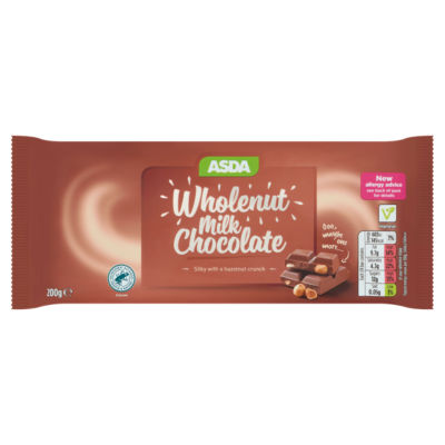 ASDA wholenut milk chocolate bar 200g - British product