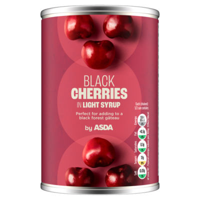 ASDA black cherries in light syrup 425g - British product
