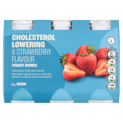 ASDA Cholesterol Lowering Strawberry Flavour Yogurt Drinks 6 x 100g (600g)