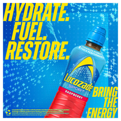 Lucozade Sport Raspberry flavour isotonic drink 750ml, UK version