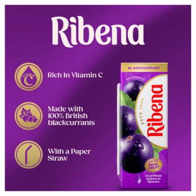 Ribena blackcurrant juice drink 6x250ml, imported from the UK