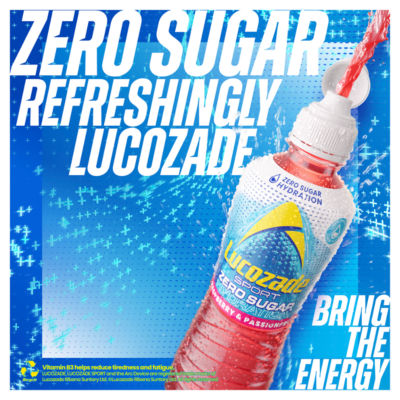 Lucozade sports drink Raspberry & Passion Fruit 4 x 500ml, UK version