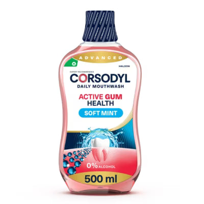 Corsodyl Active Gum Health Daily Mouthwash 500ml - British product