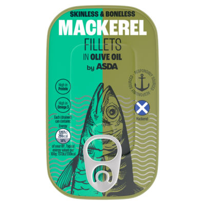 ASDA Mackerel Fillets in Olive Oil 125g - British product