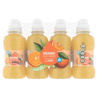 ASDA Orange Juice Drink No Added Sugar Squash 8 x 200ml