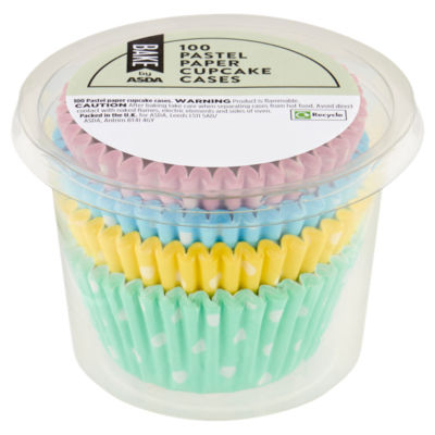 BAKE by ASDA pastel paper cupcake cases 100 pack - British product