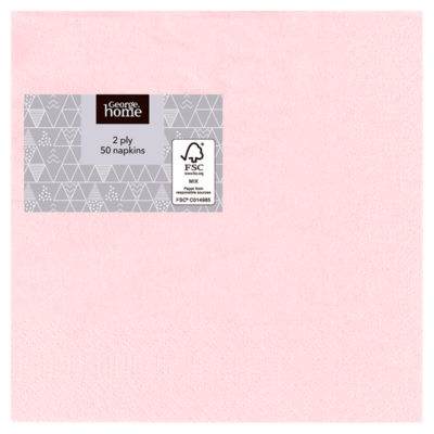 George Home baby pink paper napkins 50 pack, UK version