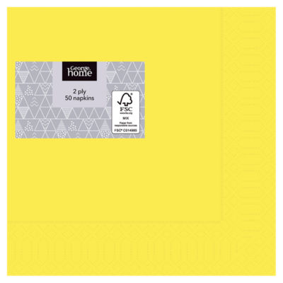 George Home yellow 2-ply paper napkins 50 pack, UK version