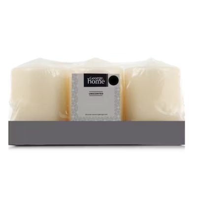 George Home unscented cream pillar candles 6 x 267g, UK version