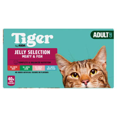 Tiger by ASDA Tiger Jelly Selection Meaty & Fish Adult Cat Wet Cat Food 40 x 100g (4kg)