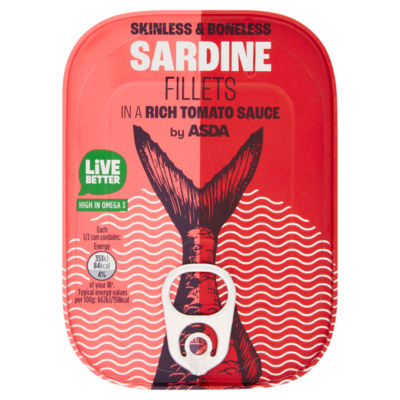 ASDA Sardines Fillets in Tomato Sauce 106g - British product