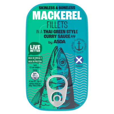 ASDA Mackerel Fillets in Thai Green Curry Sauce 125g can - British product