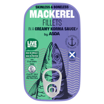 ASDA Mackerel Fillets Creamy Korma Sauce 125g