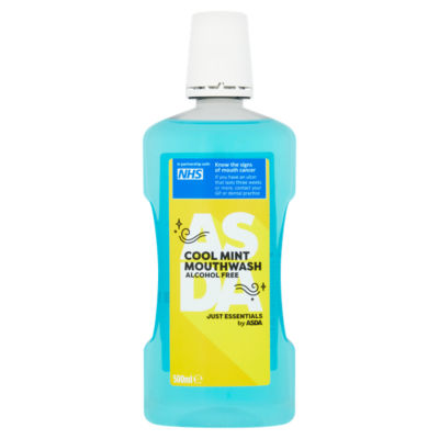 ASDA Just Essentials alcohol free cool mint mouthwash 500ml, UK version