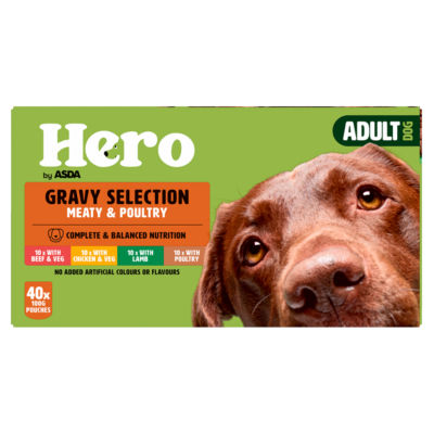 Hero by ASDA Adult Dog Gravy Selection Wet Dog Food 40 x 100g