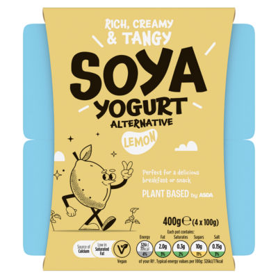 ASDA Plant Based Lemon Soya Yogurt 4 x 100g - British product