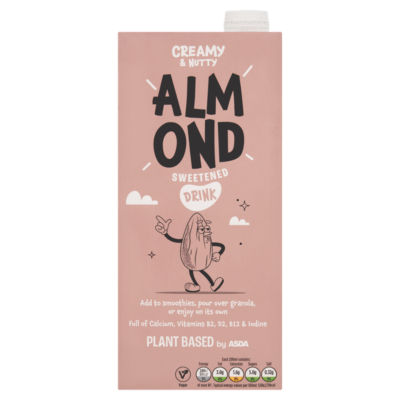 ASDA Plant Based Almond Sweetened Drink 1L, imported from the UK