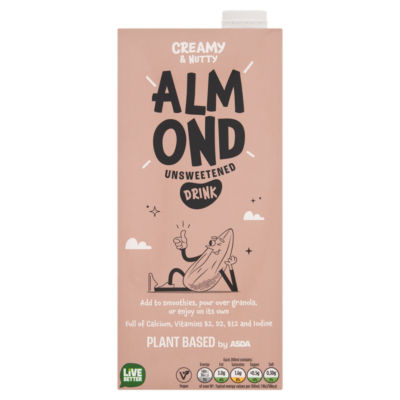 ASDA Plant Based Unsweetened Almond Drink 1 Litre