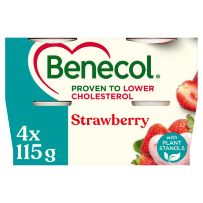 Benecol Strawberry Yogurt Lactose Free 4 x 115g - British product