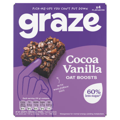 Graze Cocoa Vanilla Flapjack 4x30g - British product