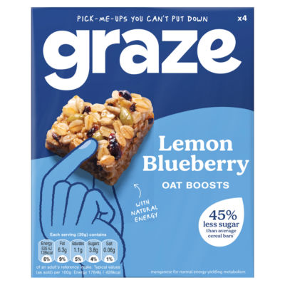Graze lemon blueberry oat flapjack bars with seeds 4x30g, UK version