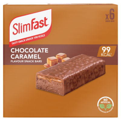 SlimFast chocolate caramel snack bars 6 bars 25g (British brand)