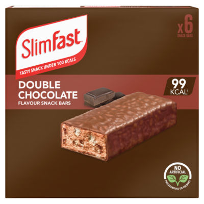 SlimFast double chocolate flavour snack bars 6 bars 25g (British brand)