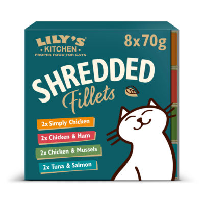 Lily's Kitchen shredded fillets wet cat food multipack 8 x 70g, UK version
