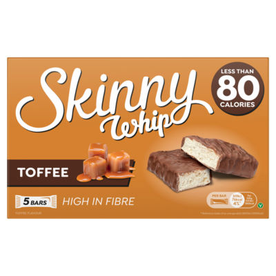 Skinny Whip Toffee Flavour chocolate coated bars 5 x 20g (British brand)