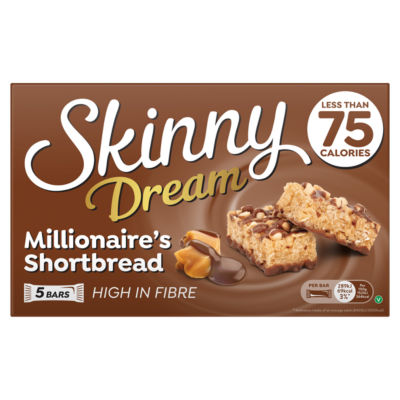 Skinny Dream Millionaire's Shortbread Bars Chocolate Cereal Treat Pack of 5 x 19g