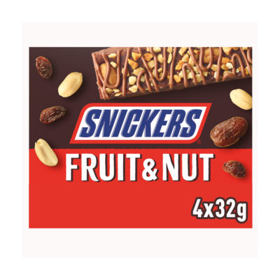 Snickers Fruit & Nut chocolate bar 4x32g (British brand)