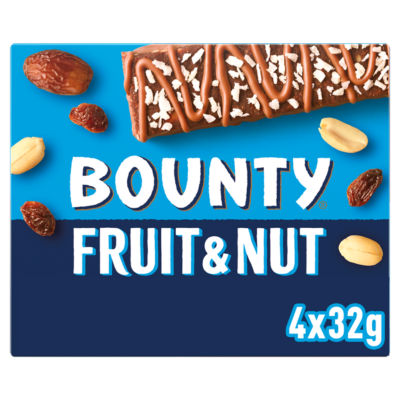 Bounty fruit & nut coconut multipack chocolate bar 32g - British product