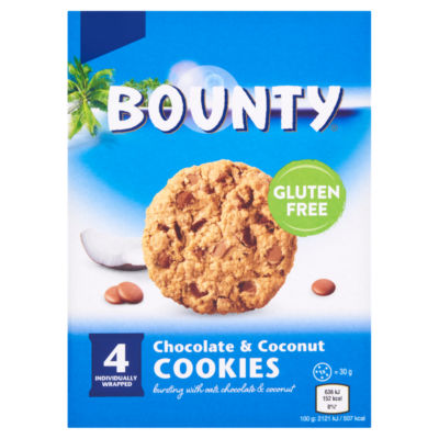 Bounty chocolate and coconut cookies 4 x 30g - British product