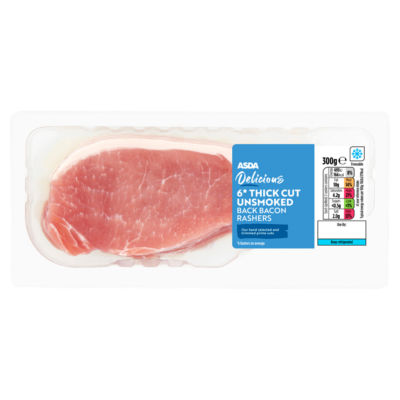 ASDA unsmoked back bacon rashers 300g - British product
